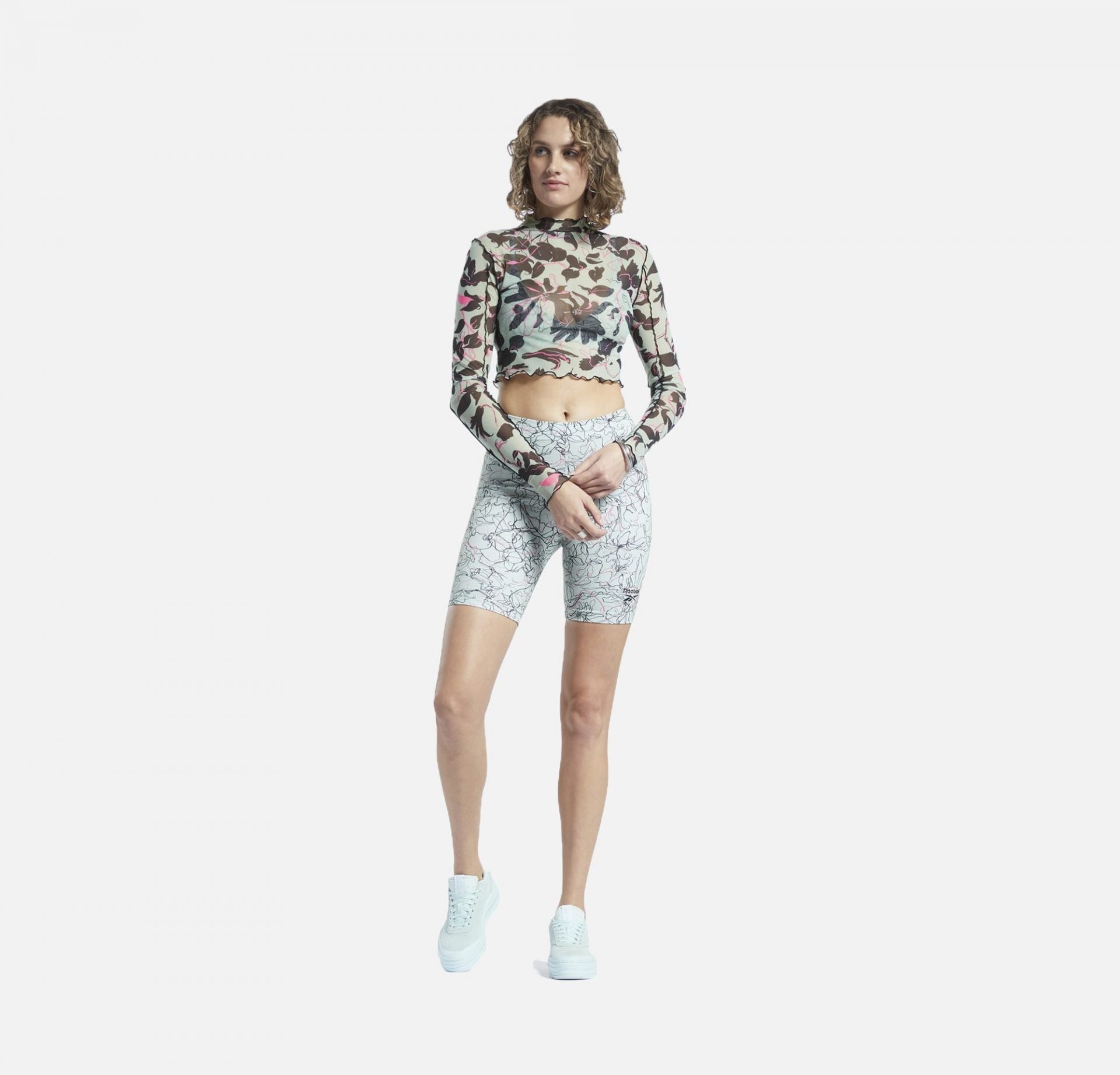 Reebok | CLASSICS FLOURISHING FLORAL PRINT MESH LONG SLEEVE SHIRT - view 2