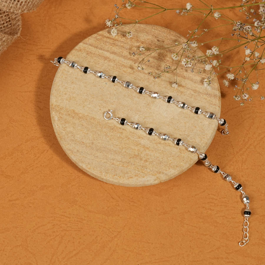 Prinjal Jewellers Black and Silver Alternate Beads Nazariya for Kids - view 2