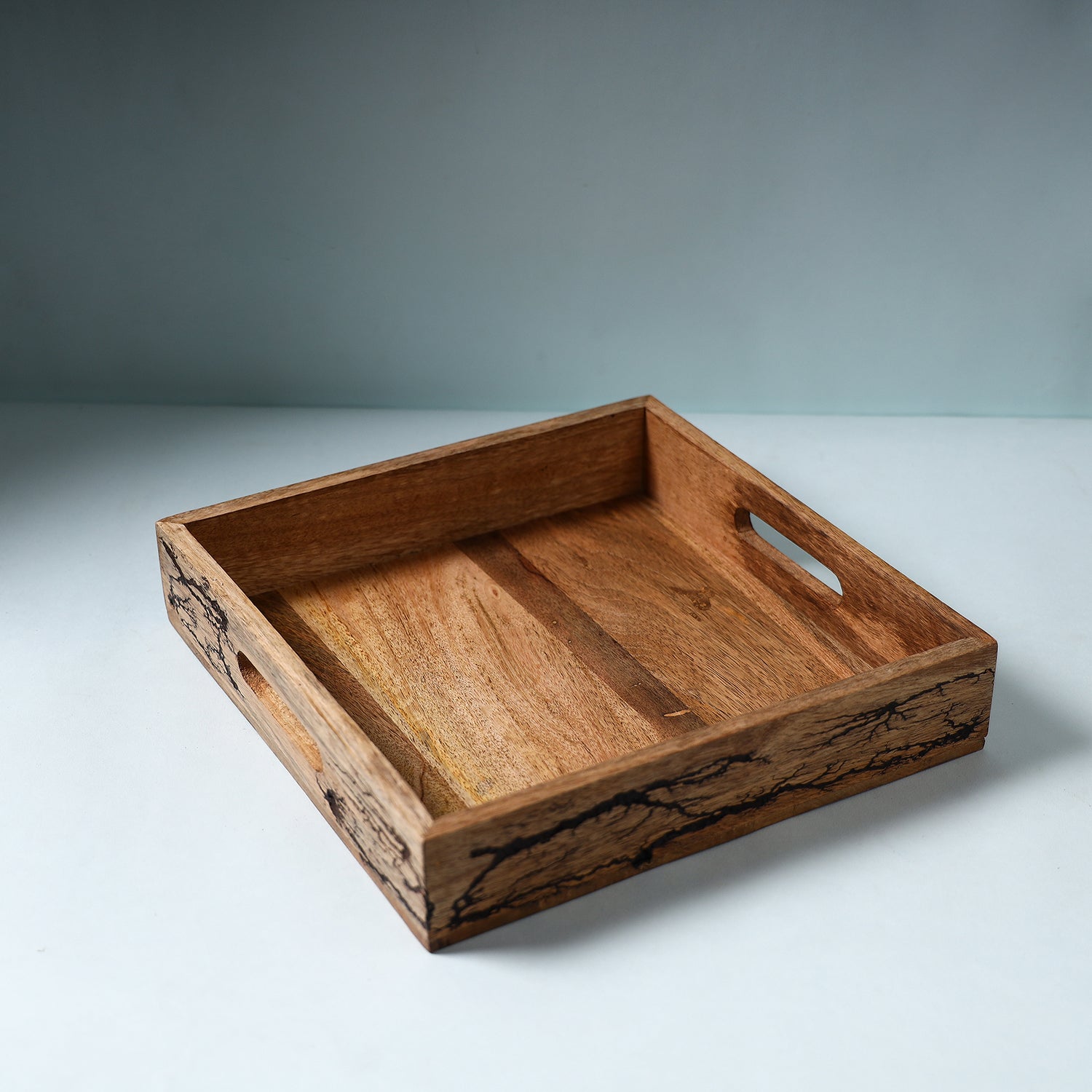 HAVELI CHRONICLES Brown - Handcrafted Mango Wooden Serving Tray (11 x 11 in)