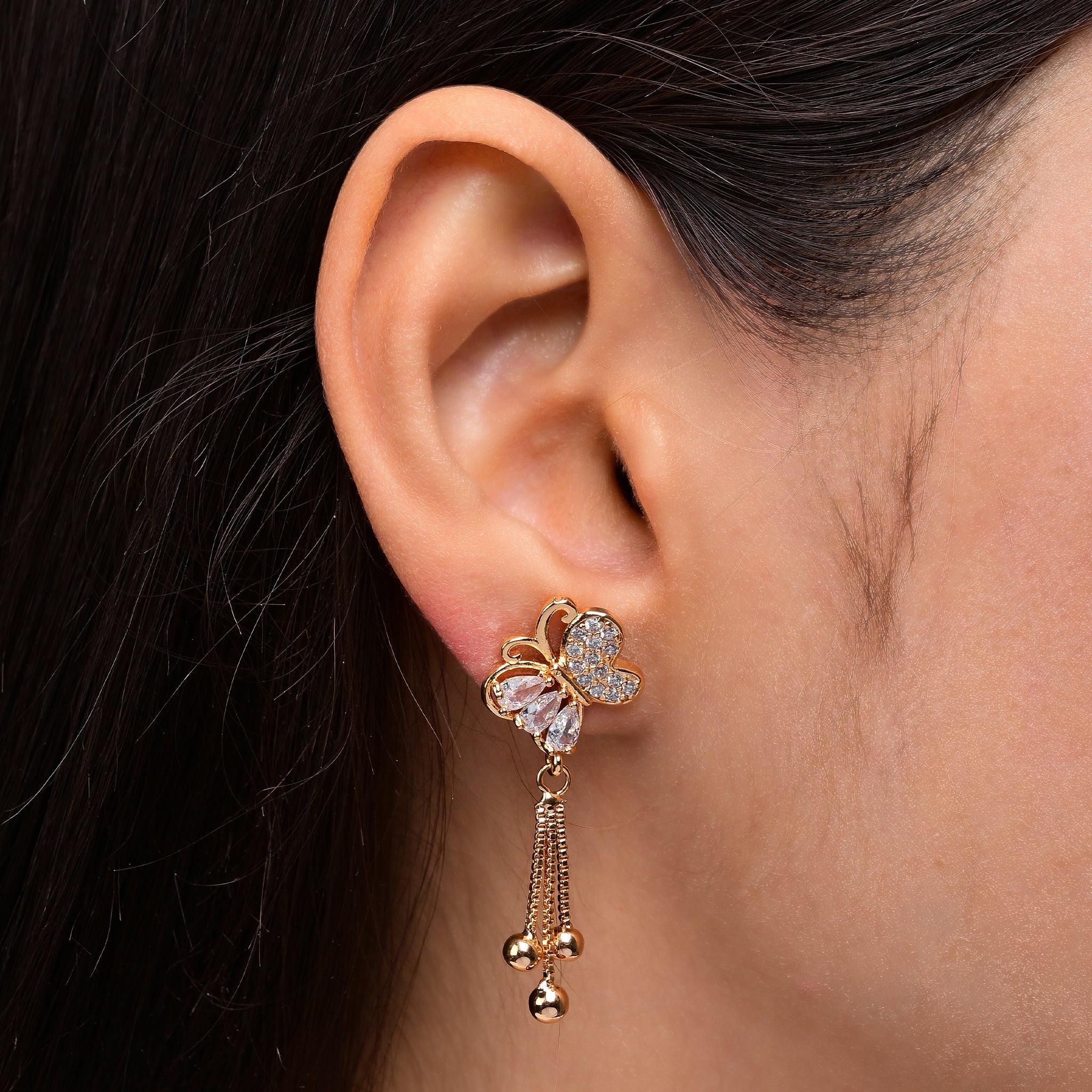 Branta Fluttering Diamonds Butterfly Earrings