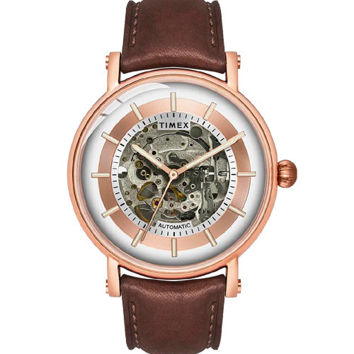 Timex E Class Men's Silver Dial Round Case Automatic Function Watch 44mm TWEG16715