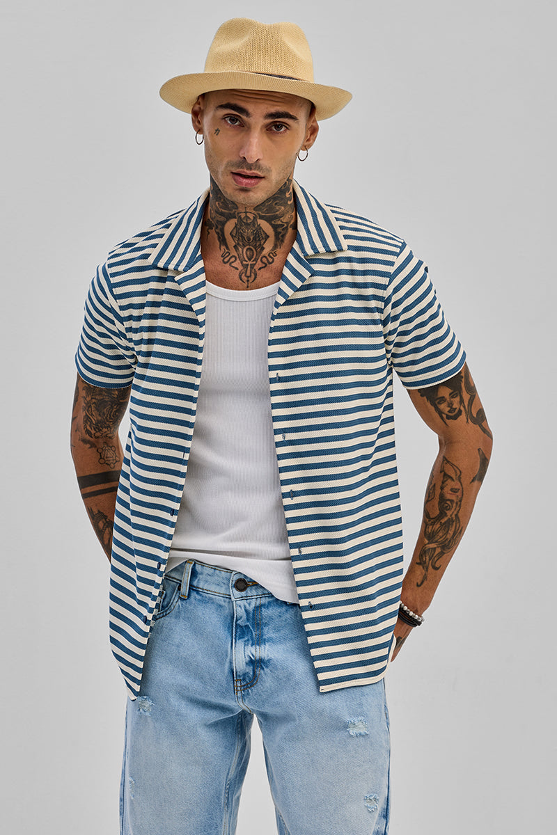 SNITCH Blue Stripes Box Fit Shirt