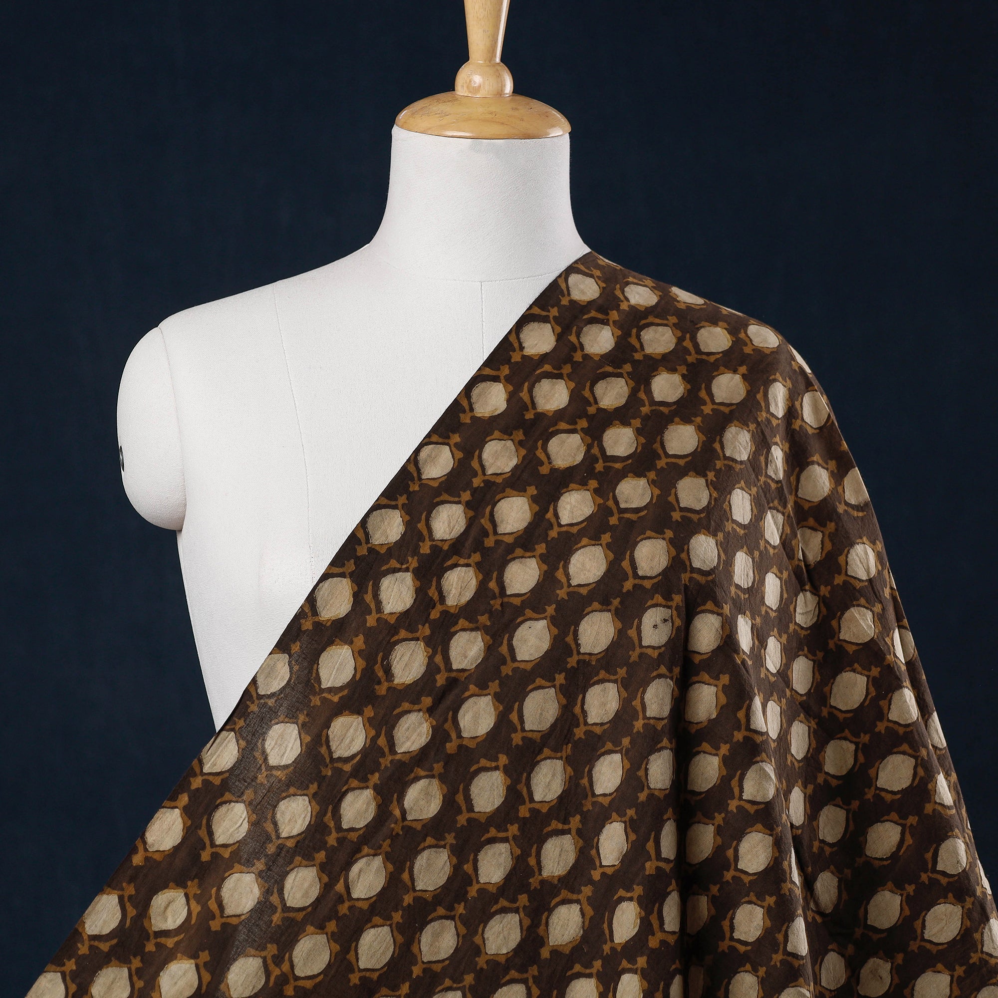 HAVELI CHRONICLES Brown - Akola Hand Block Printed Cotton Fabric