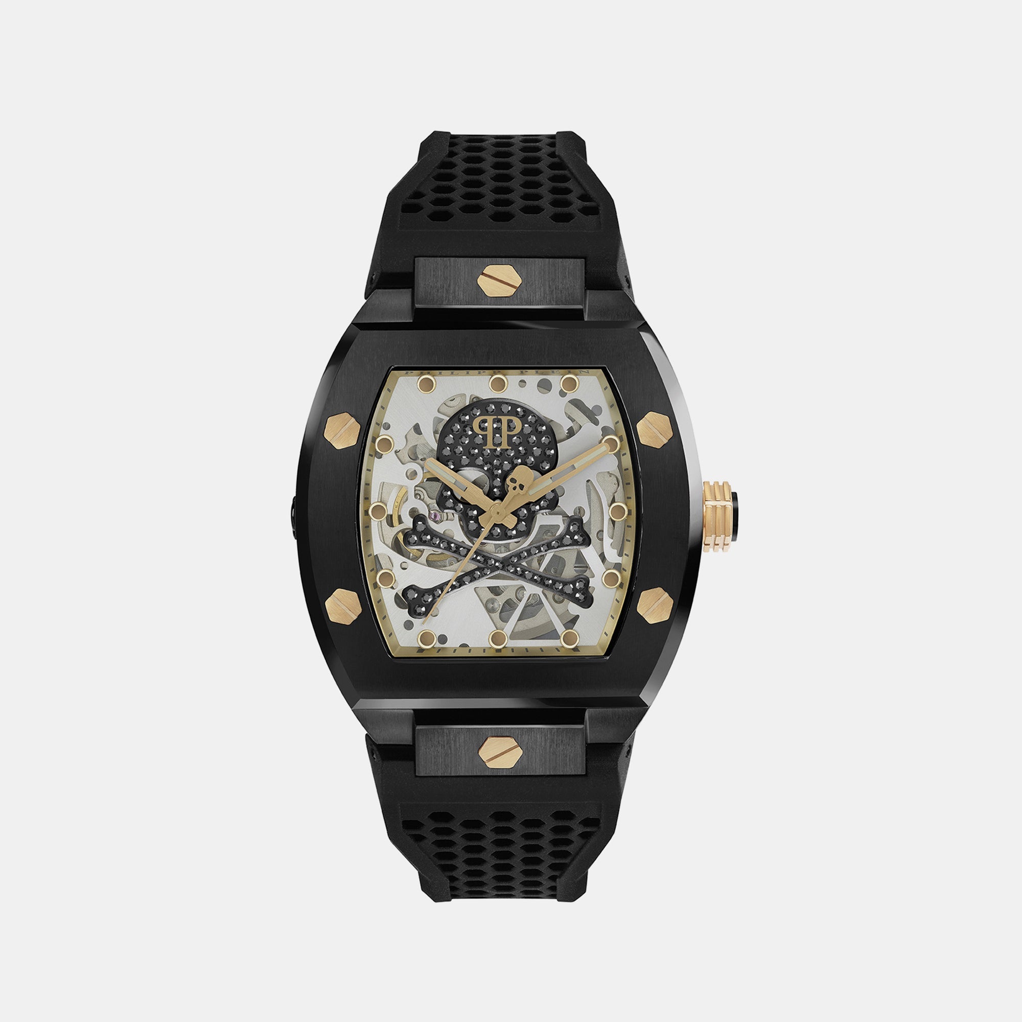 Philipp Plein $kull Men Automatic Grey Dial Analog Silicone Watch PWBAA0521