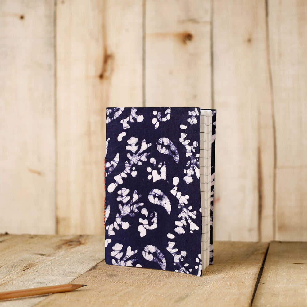 BINDAAS UNLIMITED Blue - Batik Fabric Cover Handmade Paper Notebook (7 x 5 in)