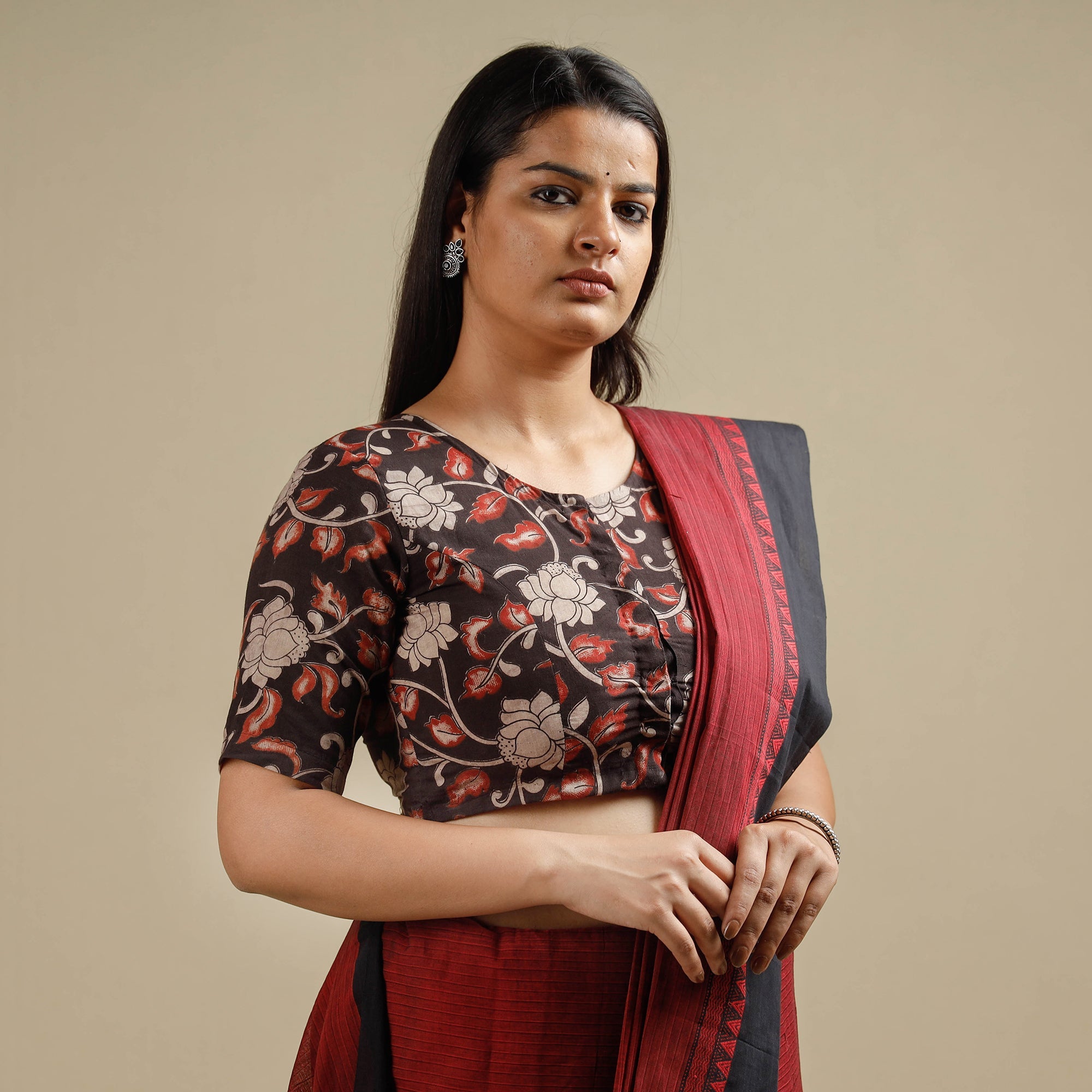 ITOKRI CASUALS Brown - Kalamkari Printed Cotton Stitched Blouse