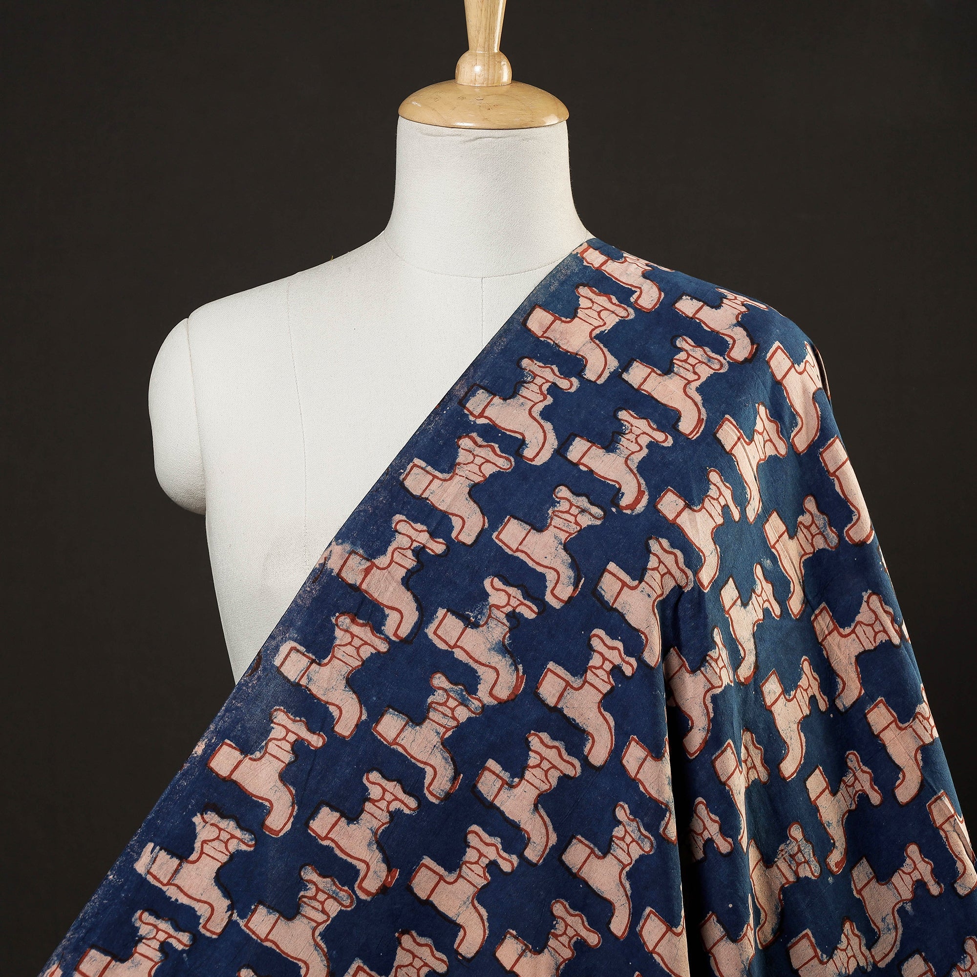 BINDAAS UNLIMITED Blue - Bindaas Block Printed Cotton Natural Dyed Fabric