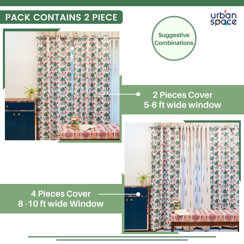 Urban Space -Home Furnishing Store Room Darkening Digital Printed Curtains for Living Room, Bedroom and Nursery, Pack of 2 Curtains - Tropical Bliss - view 5