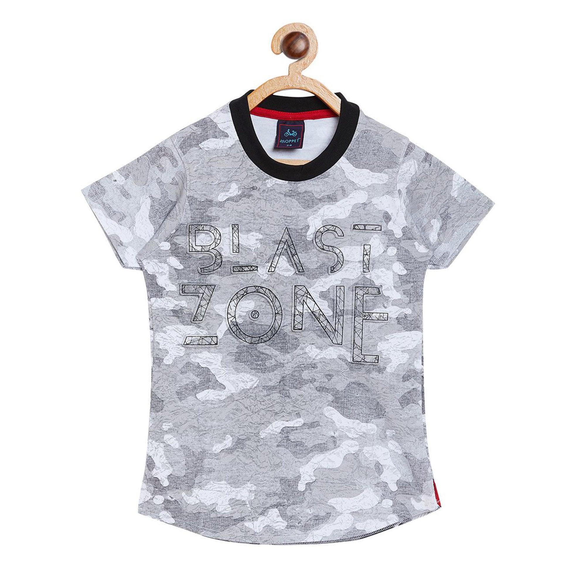 Peachmode Grey Printed Pure Cotton Tshirt – Men's