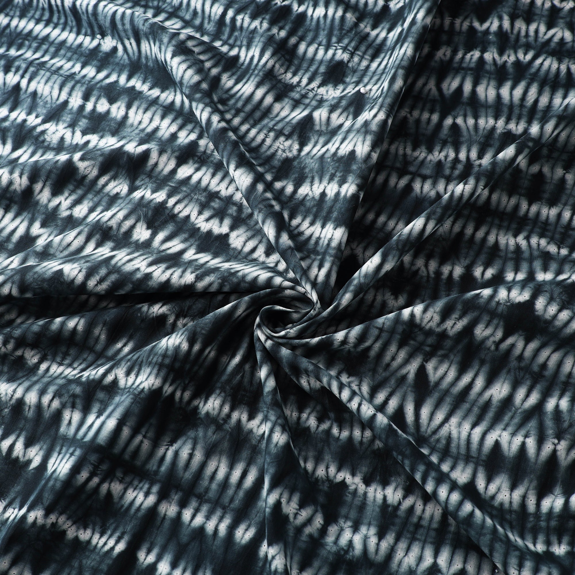 ARTISAN HAND BLOCK PRINTS Black - Tie & Dye Pure Cotton Shibori Fabric 14 - view 2