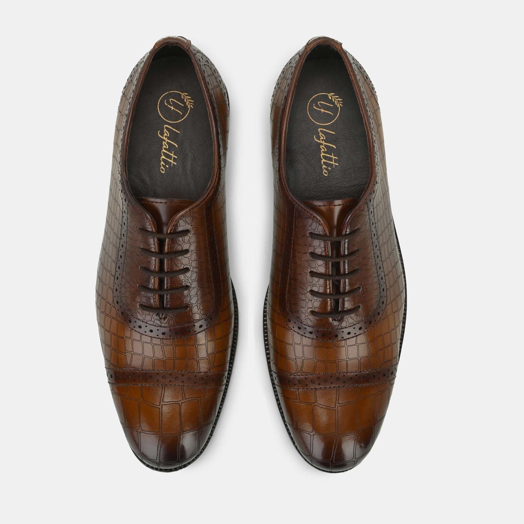 Tan Laser Engraved Semi-Brogues by Lafattio - view 4
