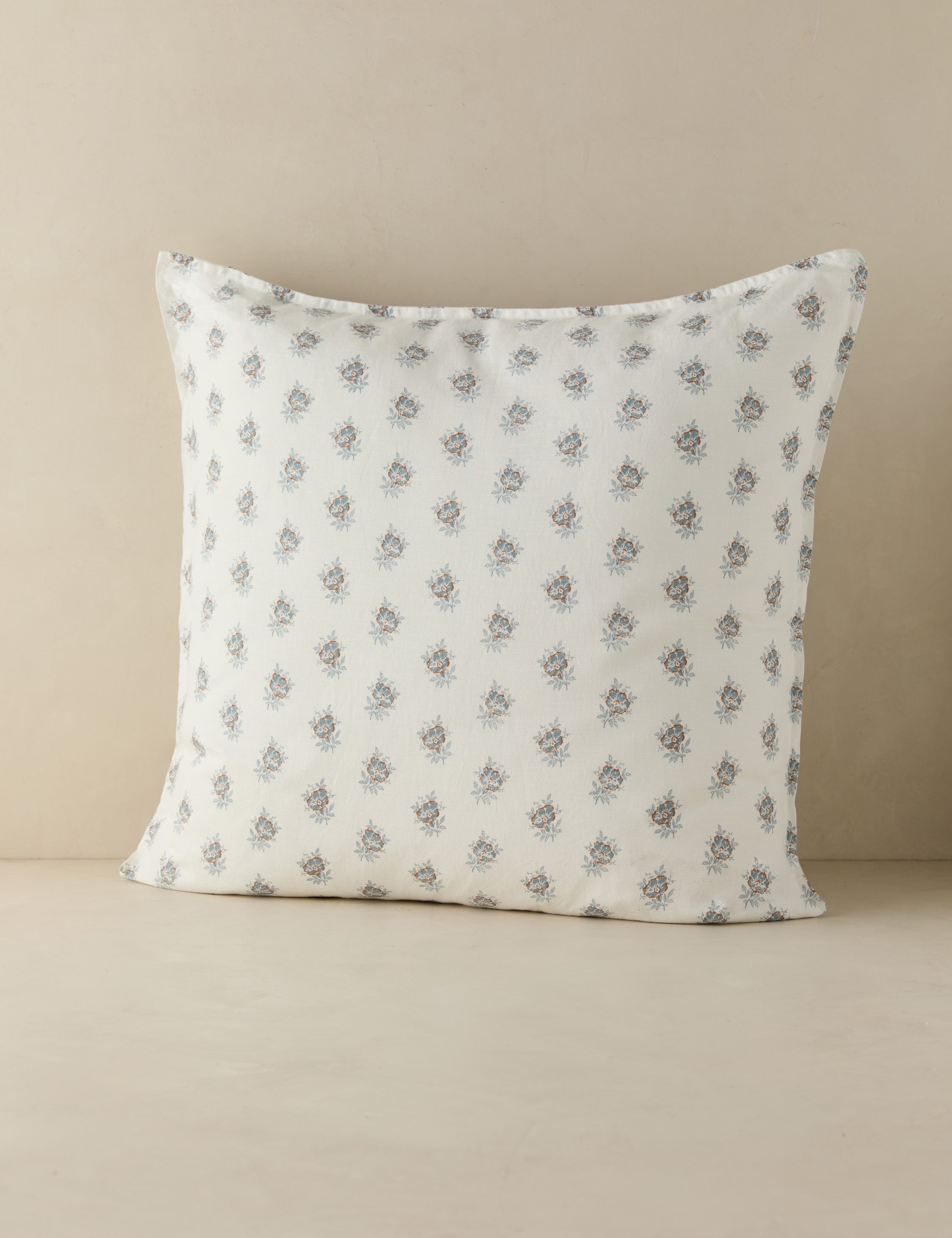 Lulu and Georgia Montreal Linen Cotton Sham – Ivory and Denim - view 2