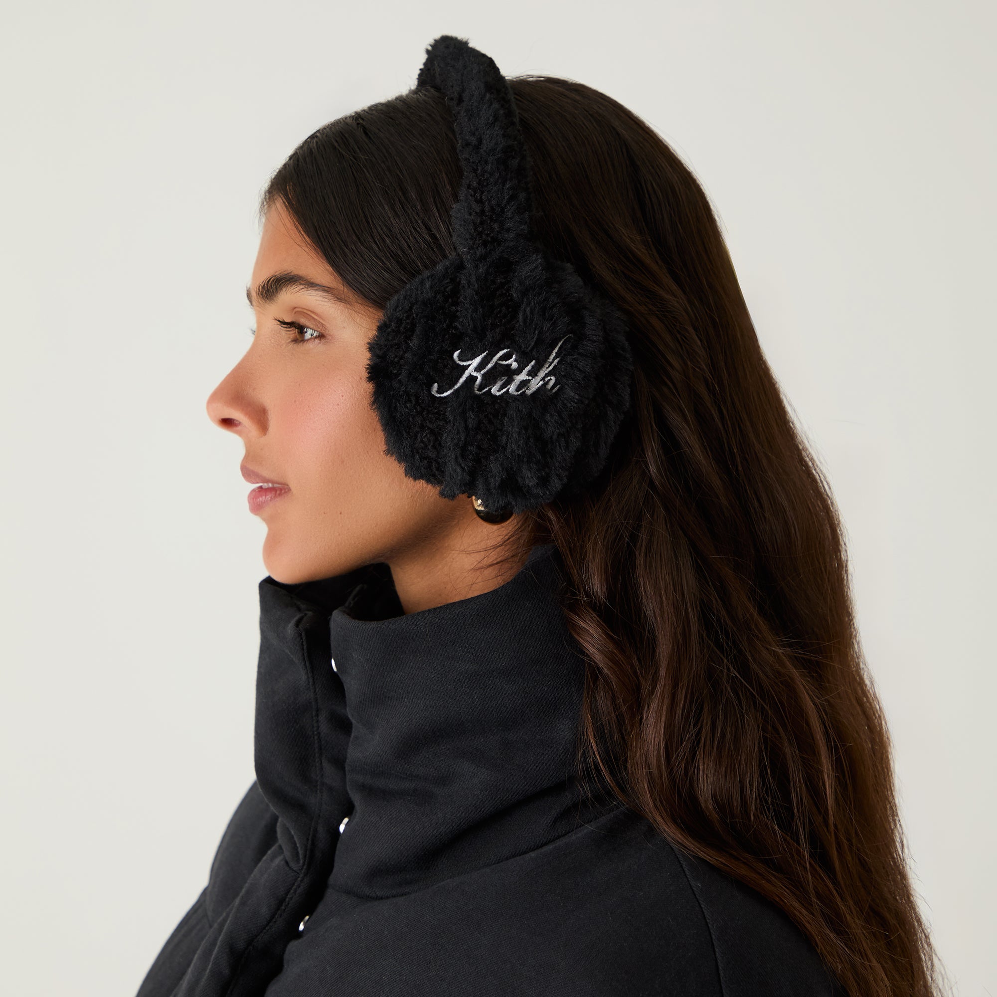 Kith Women Shearling Cable Knit Ear Muff - Black - view 2