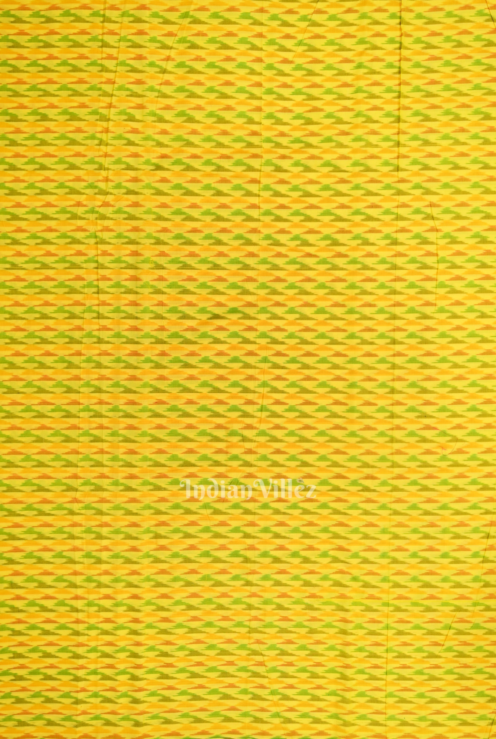 IndianVillèz Yellow Pochampally Ikat Silk Cotton (Sico) Fabric - view 3