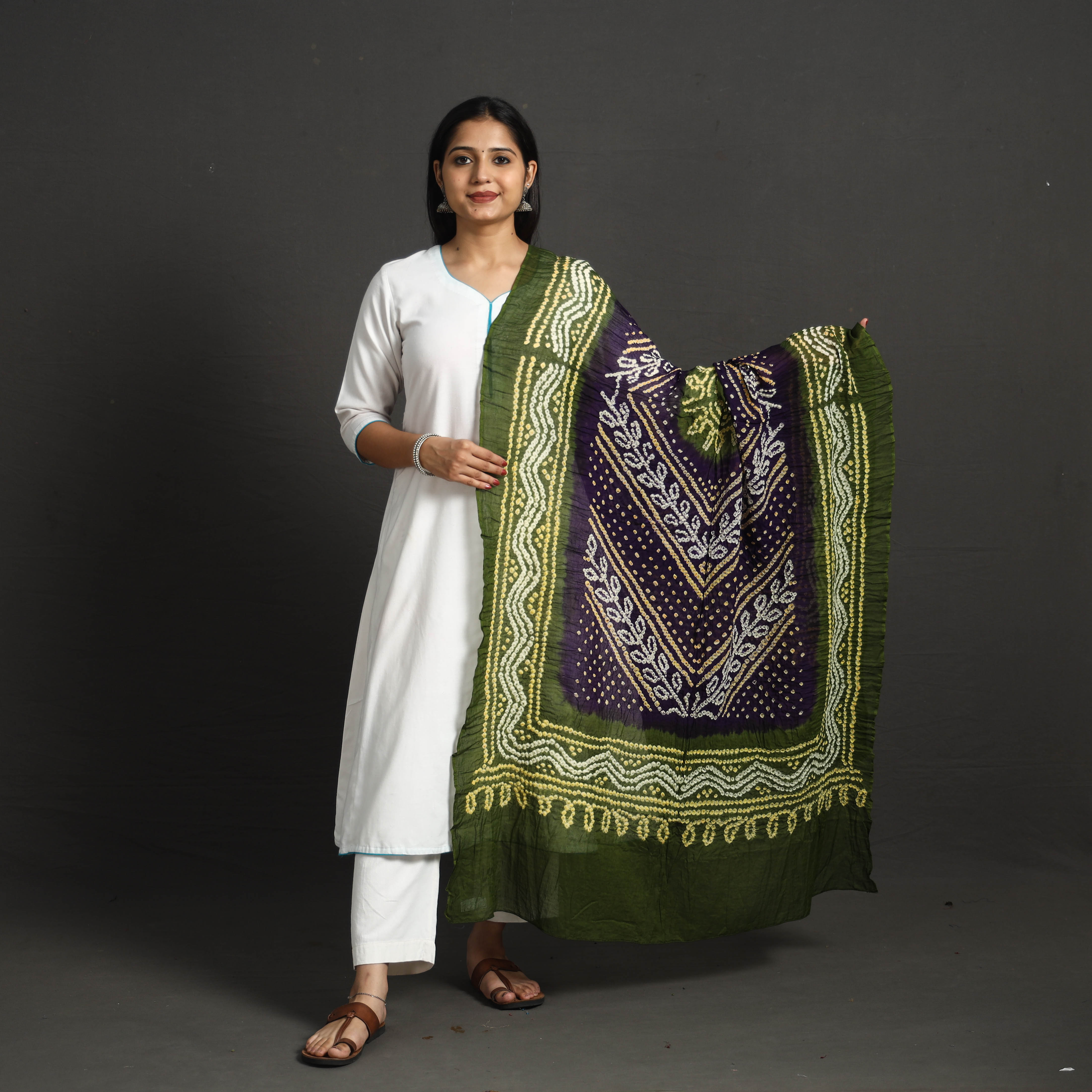 KACHCHH JI CHHAAP Kutch Tie-Dye Cotton Bandhani Dupatta 67