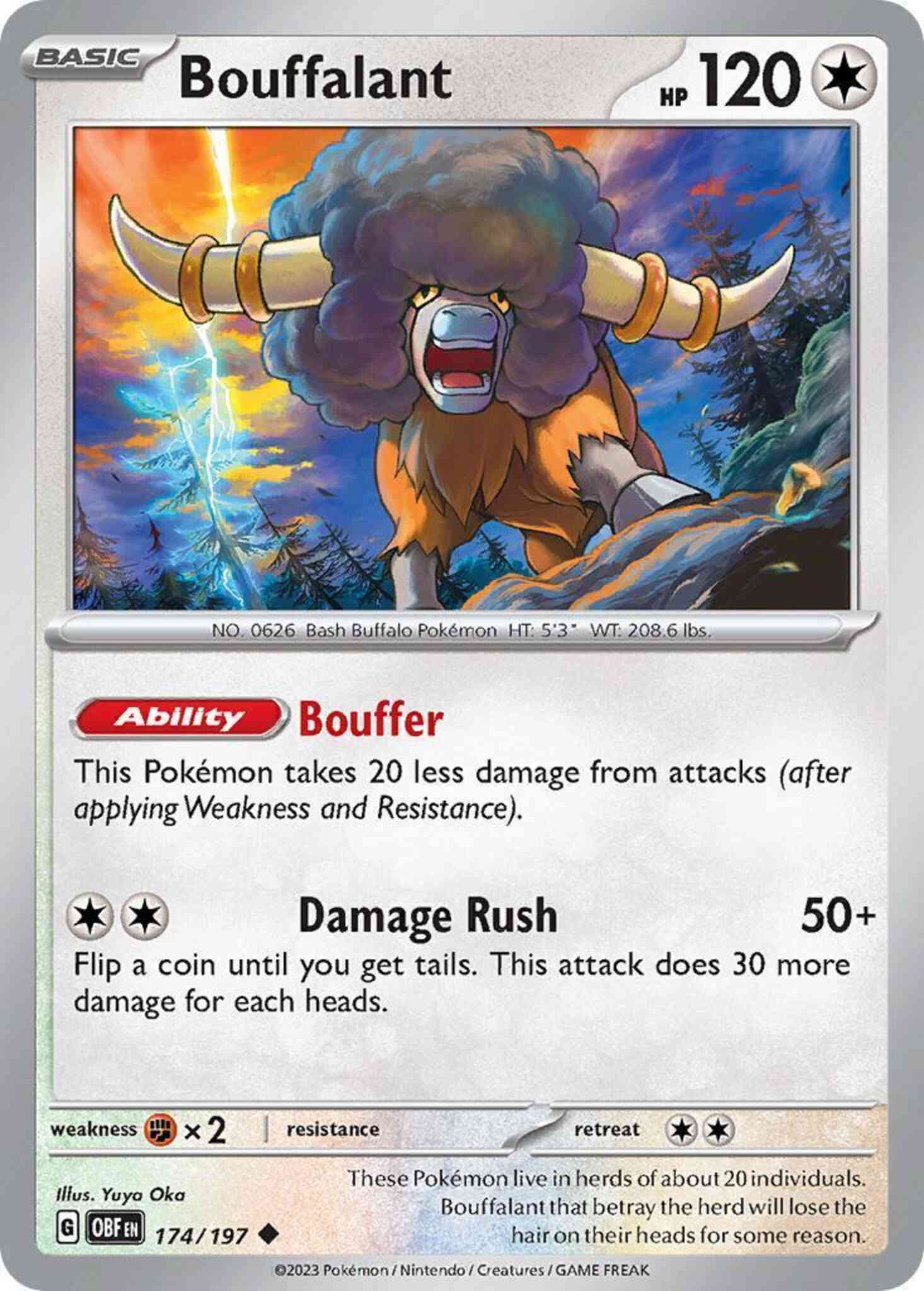 Uncommon sv03-174 non-holo – Pokémon Bouffalant - 174/197 - Uncommon [sv03-174] [Non-Holo]