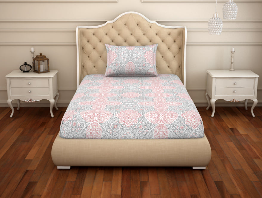 Spaces India Ornate Orange/Sage Cotton Rich Single Bedsheet - 2-In-1 By Welspun - view 4