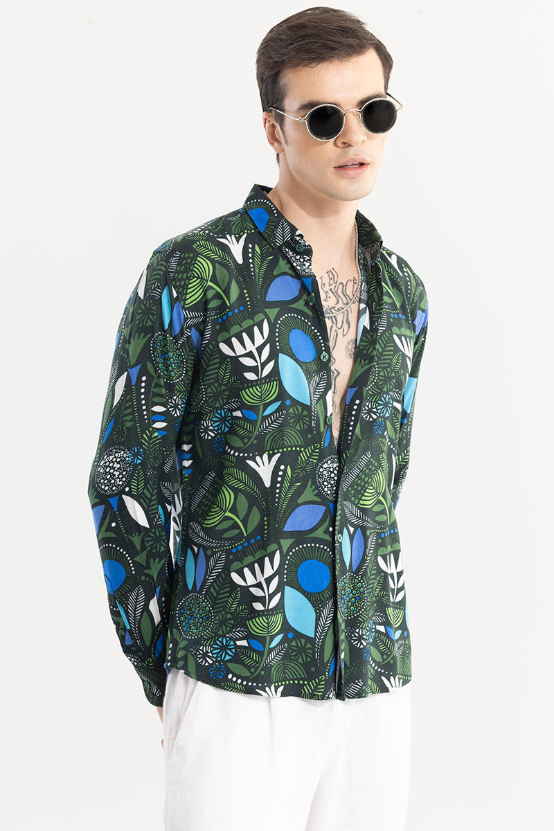 SNITCH Botanical Bliss Green Shirt
