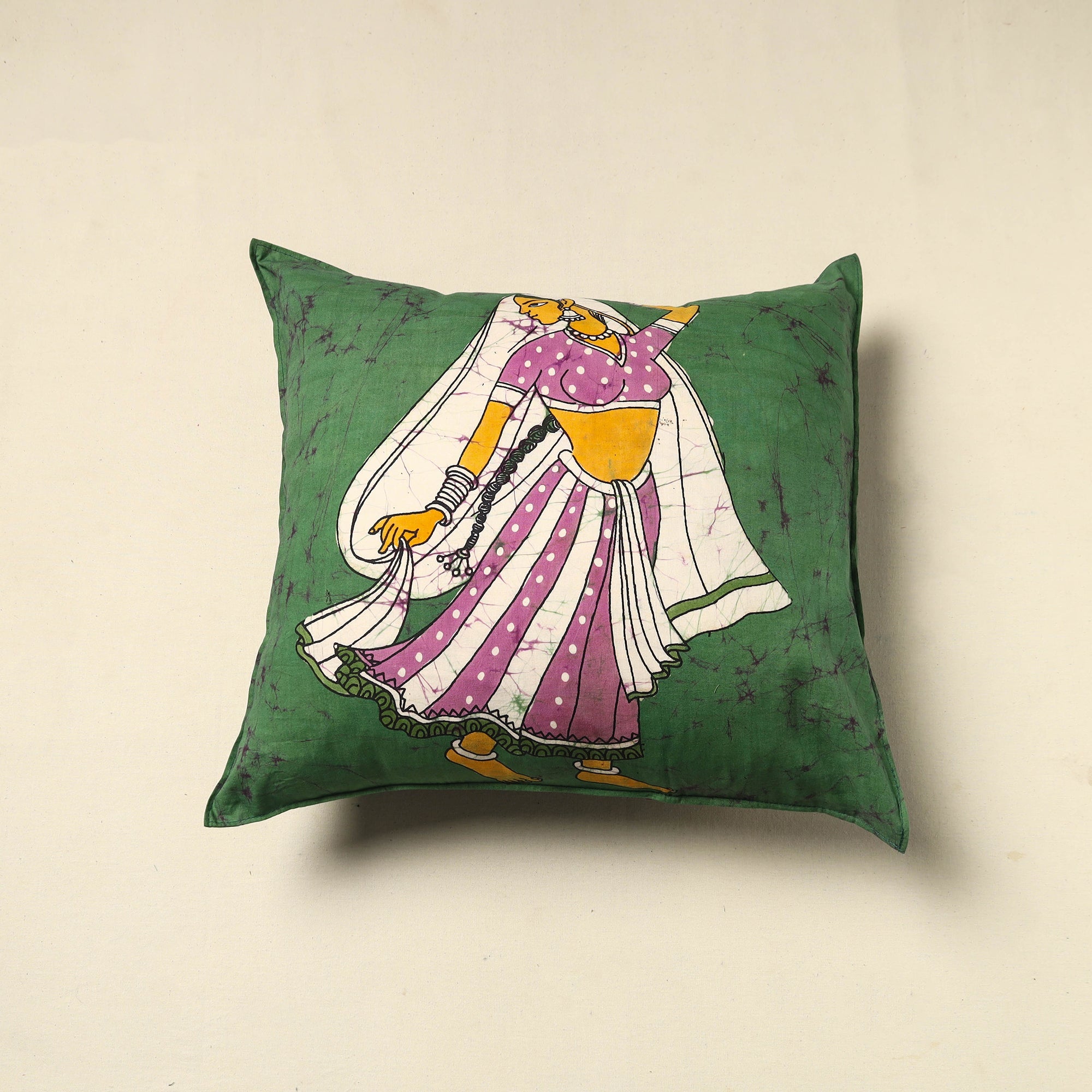 KACHCHH JI CHHAAP Pure Cotton Hand Batik Cushion Cover (18 x 18 in) 87