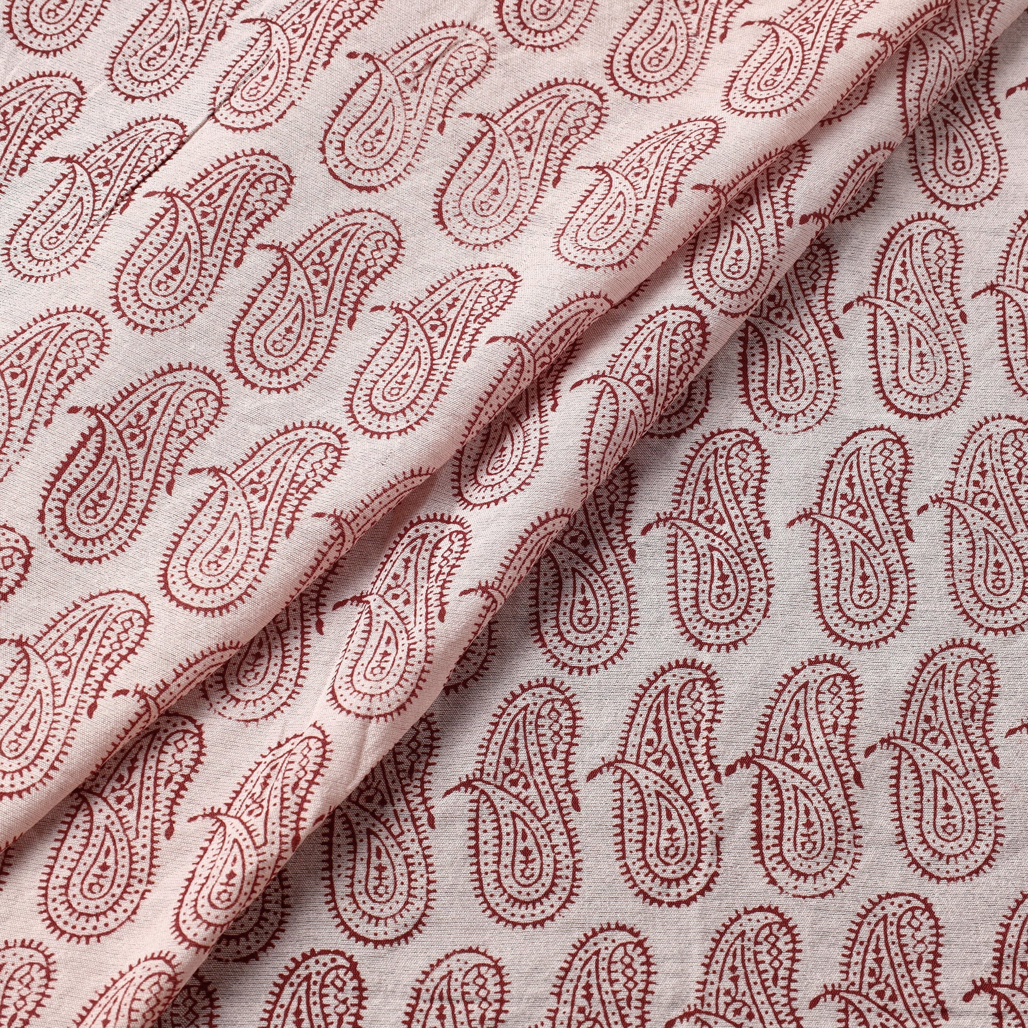 BAGH PRINTS BY UMAR FARUK KHATRI Beige - Chanderi Silk Handloom Bagh Block Print Fabric - view 2