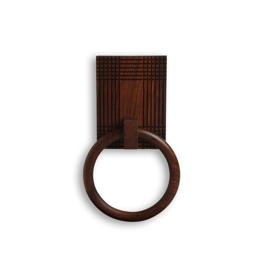 EXCLUSIVELANE 'Checkered Frame' Handcrafted Towel Ring Holder (Sheesham Wood) - view 2