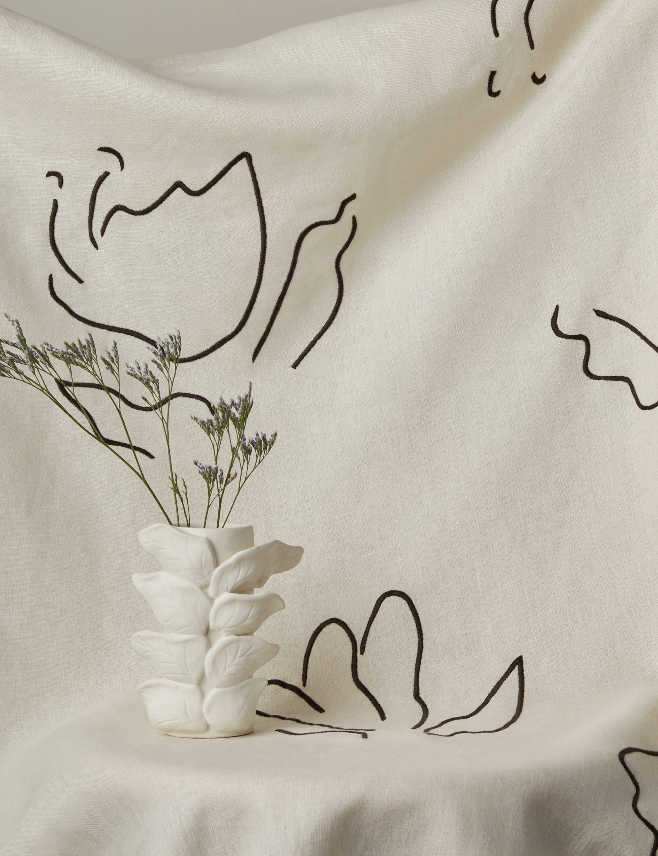 Lulu and Georgia Narsi Embroidered Linen Fabric by Sarah Sherman Samuel