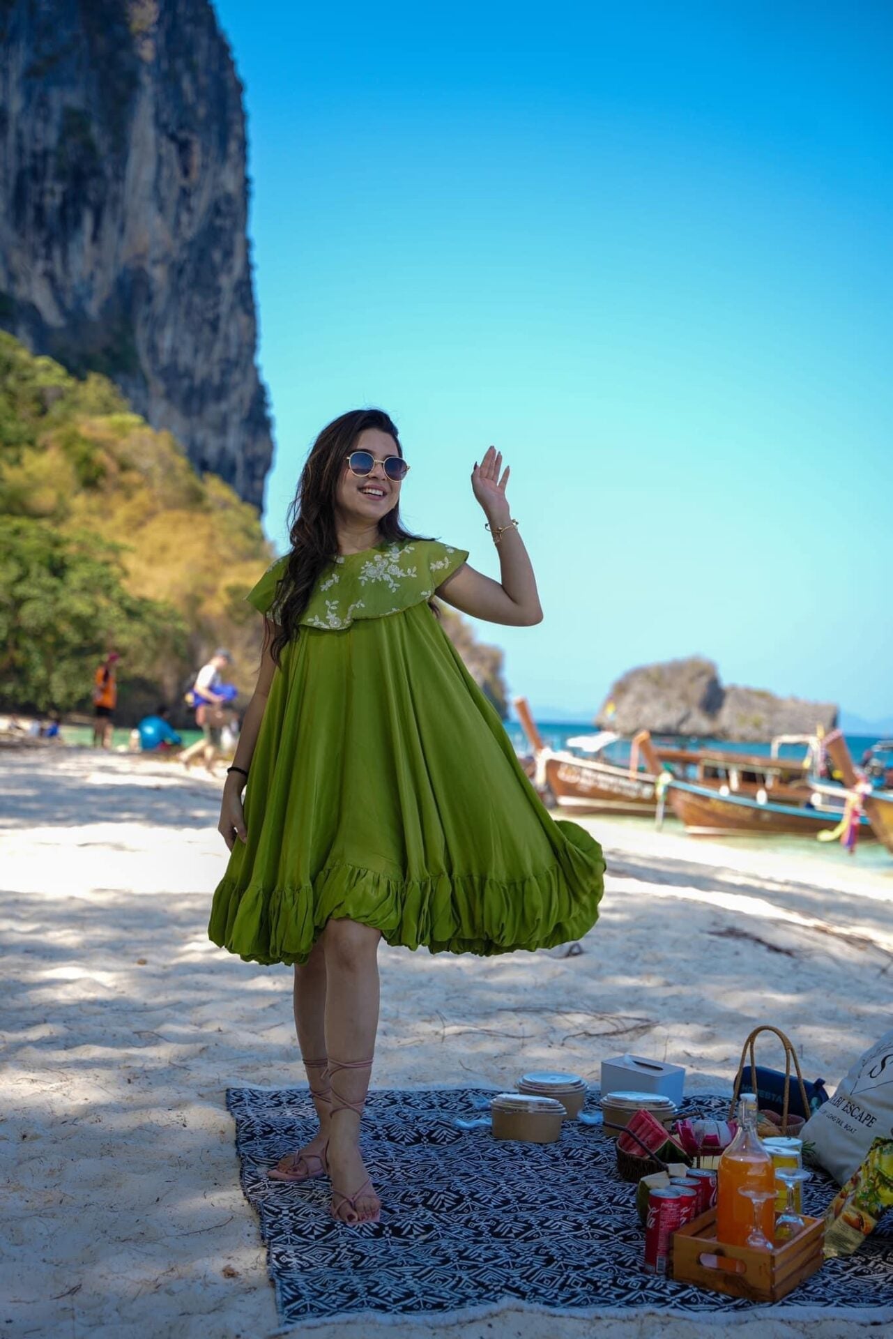 Idaho-o Halcyon green crepe dress