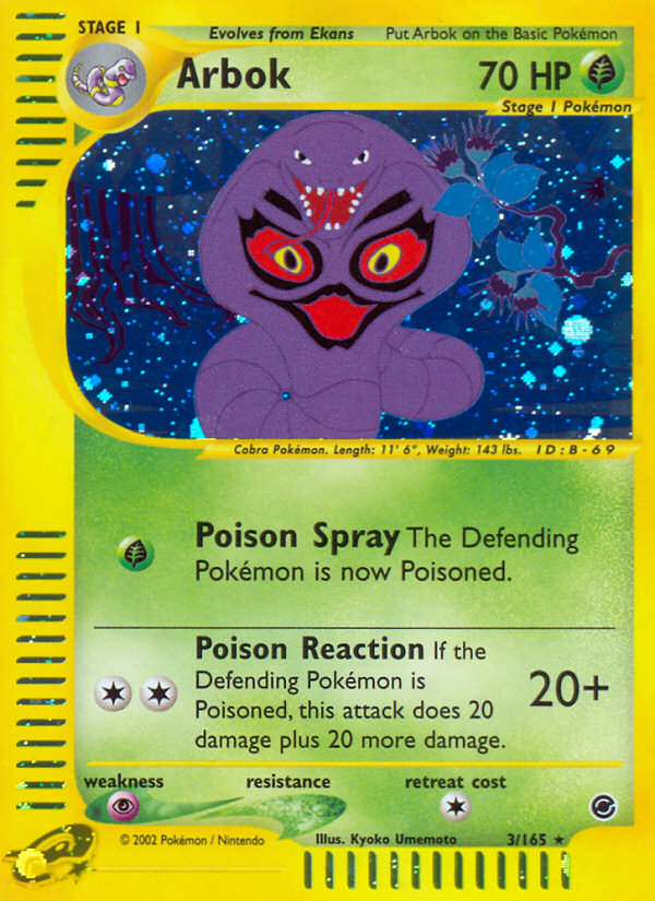 Rare ecard1-3 reverse – Pokémon Arbok - 3/165 - Rare [ecard1-3] [Reverse Holo] - Arbok - 3/165 - Rare