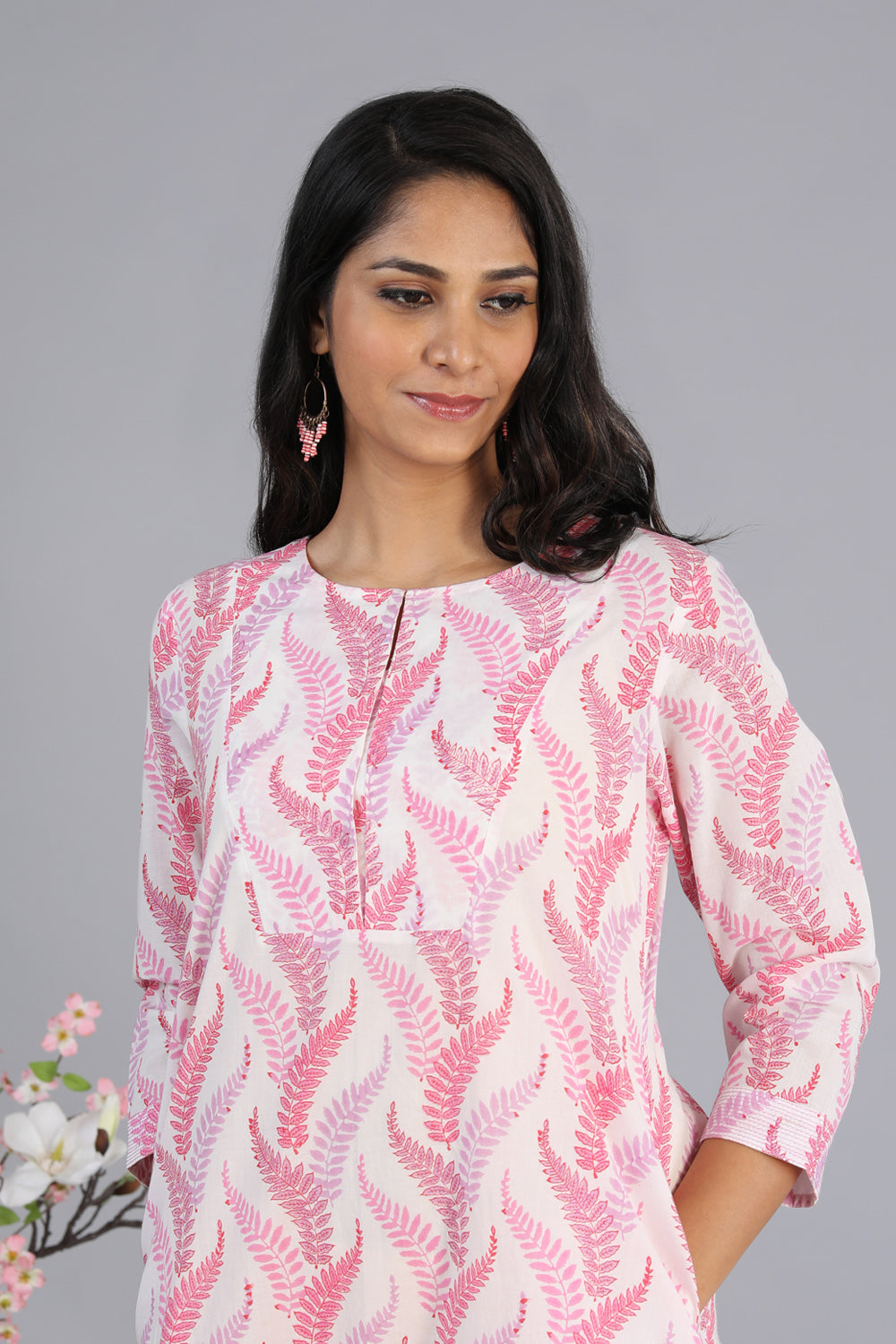 Kalanjali Ethnics Handblock printed cotton A-line kurti - view 2