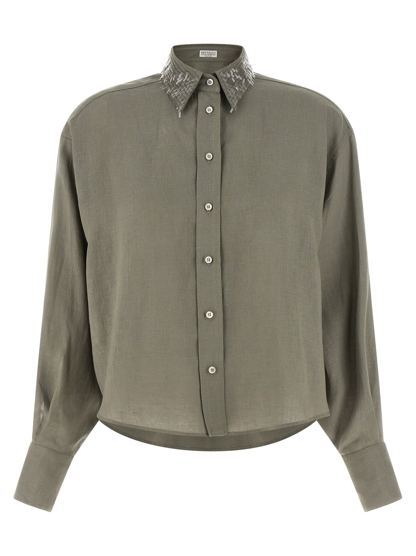 Brunello Cucinelli Sequin Collar Shirt – 100% linen