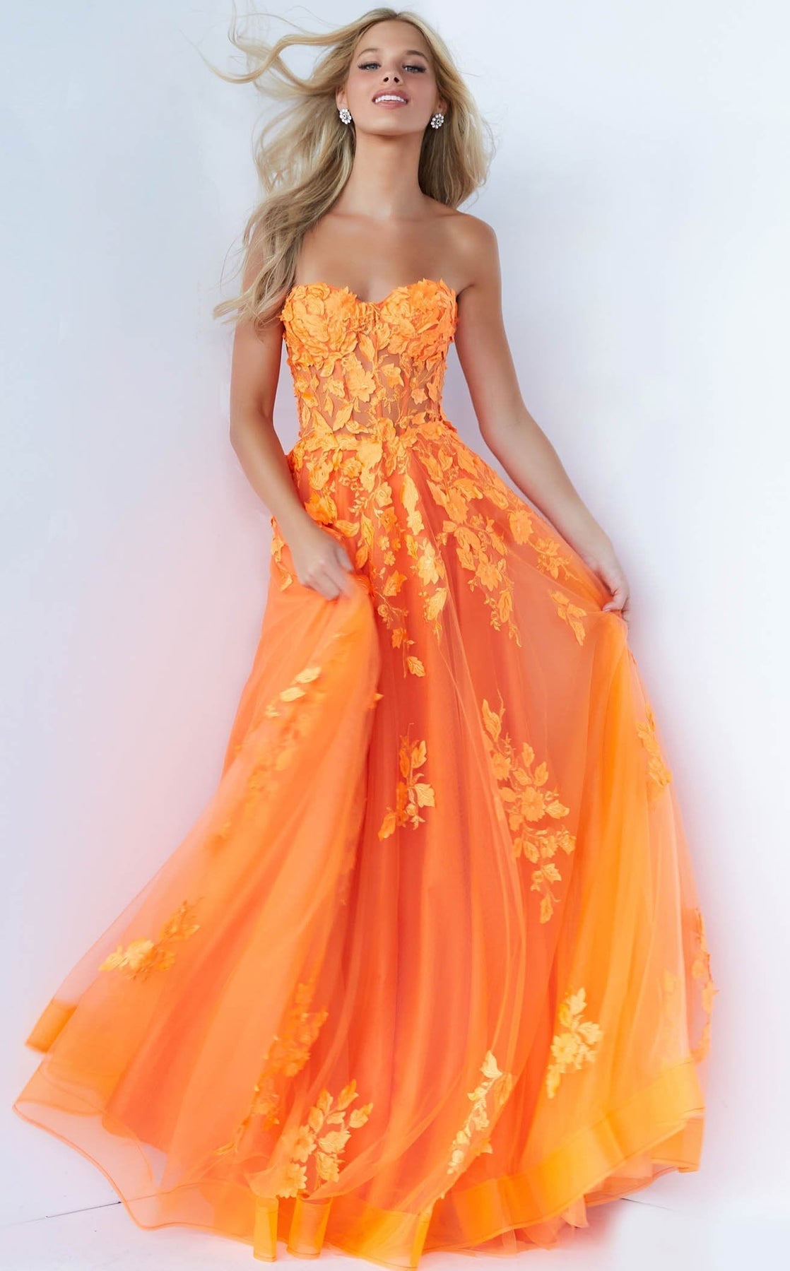 Embroidered Strapless A-line Gown by Jovani 07901 - view 6