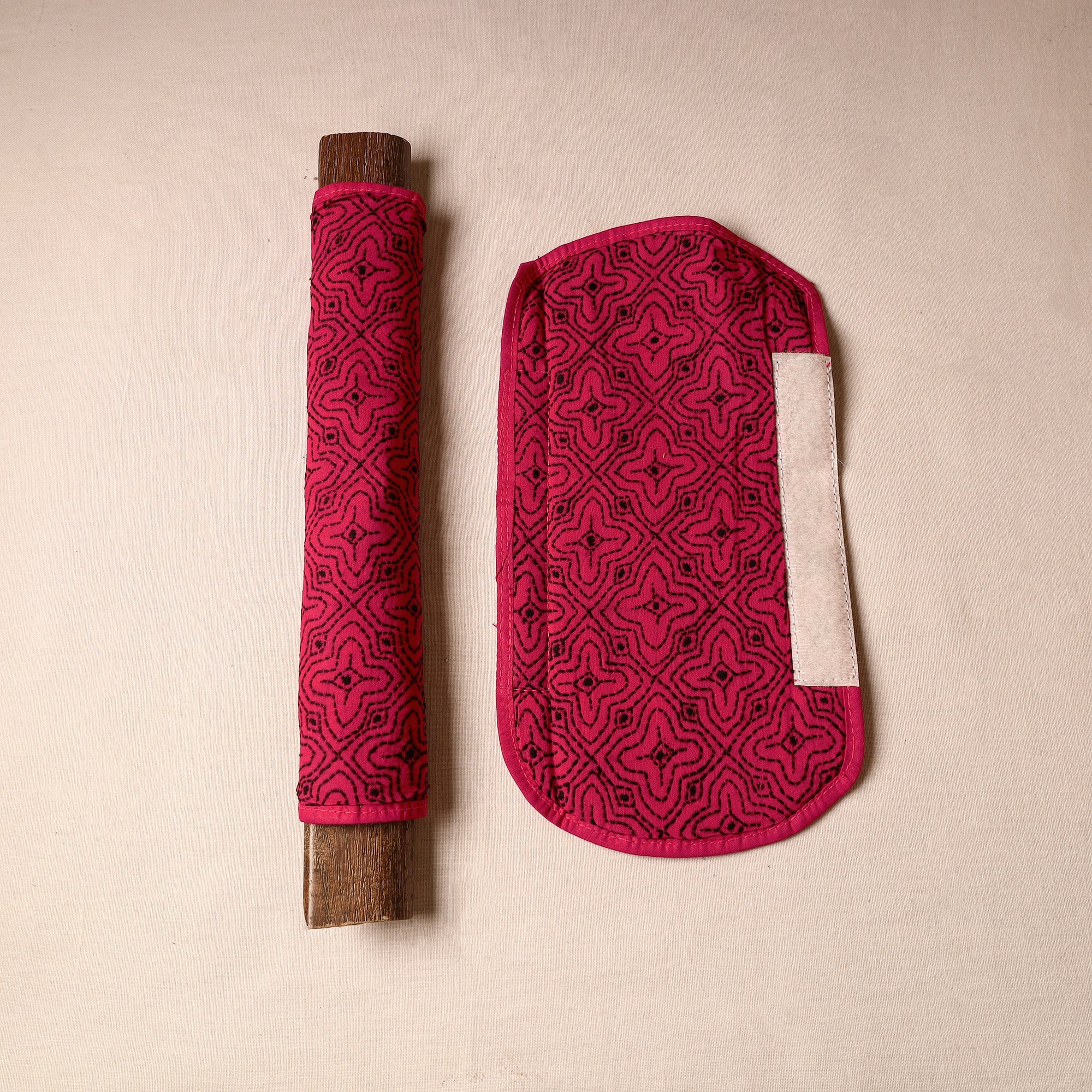 ASALKAAR Bengal Kantha Work Handmade Fridge Handle Cover (Set of 2) 02
