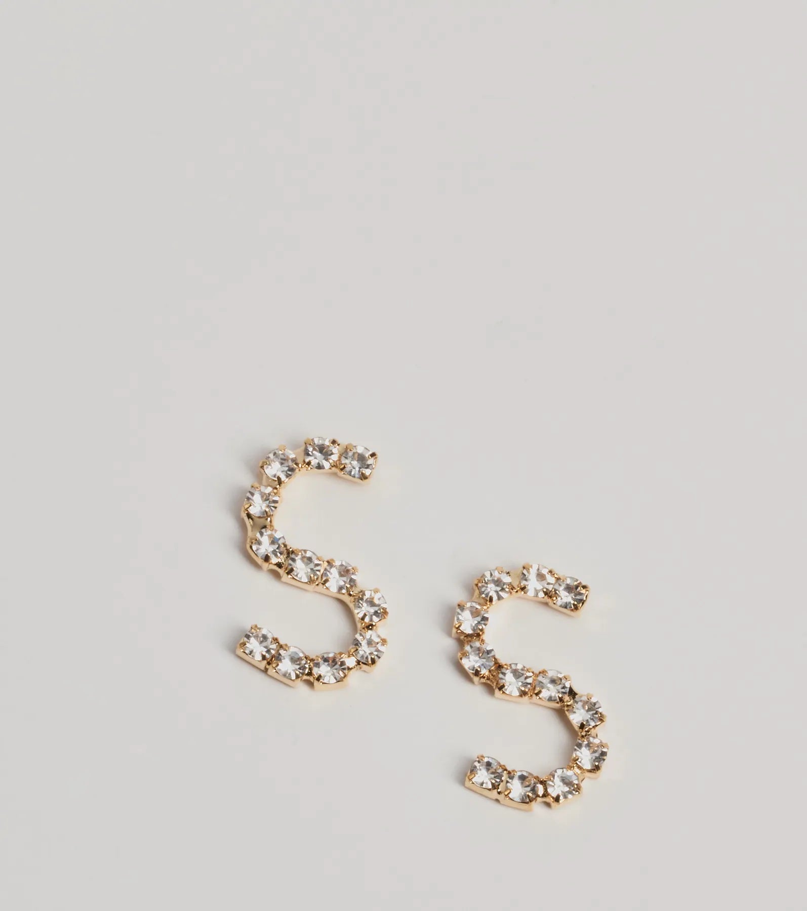 Windsor S Initial Rhinestone Stud Earrings – GOLD