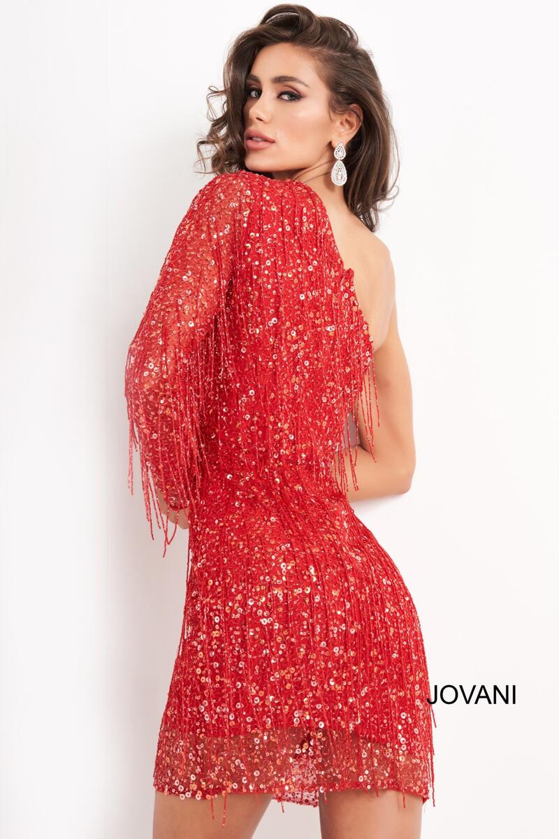 Long Sleeve Fringe Cocktail Dress by Jovani 2645 - view 2