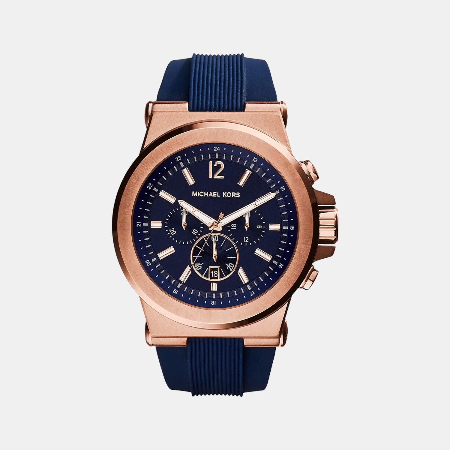 Michael Kors Dylan Men Quartz Blue Dial Chronograph Silicone Watch MK8295