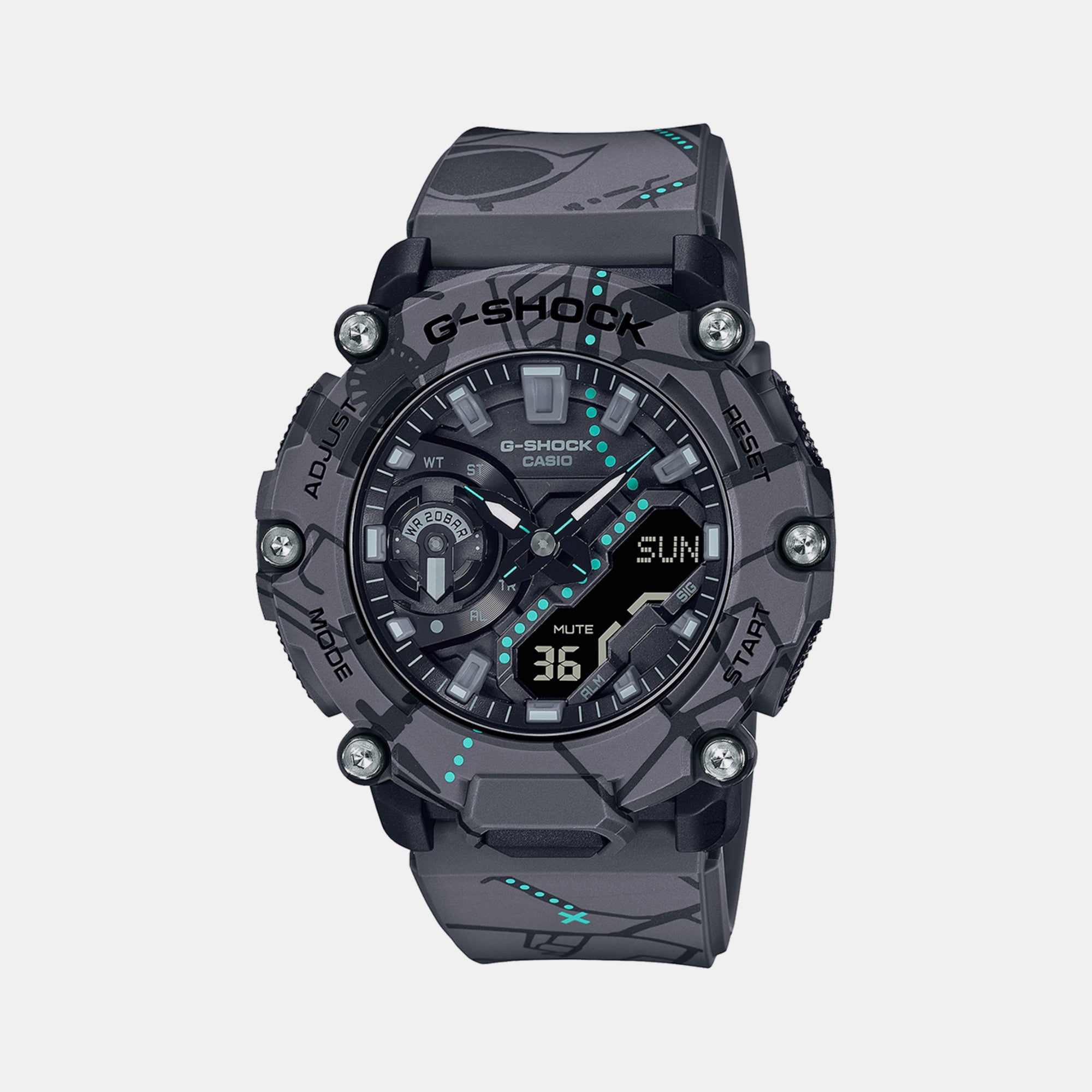 Casio G-Shock Men Quartz Grey Dial Analog-Digital Resin Watch G1368