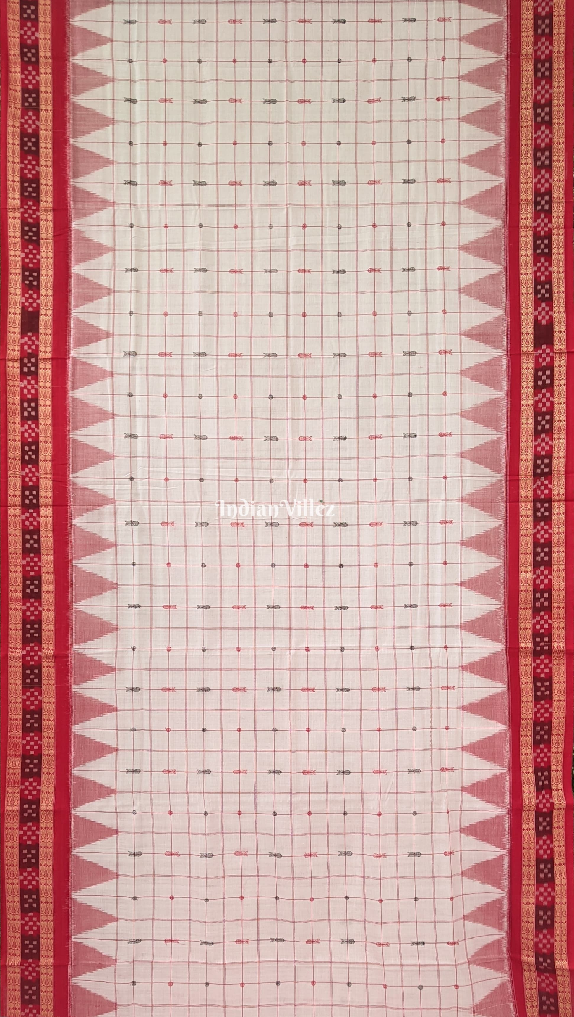 IndianVillèz Pink White Dual Tone Bomkai Sambalpuri Pure Cotton Saree - view 2