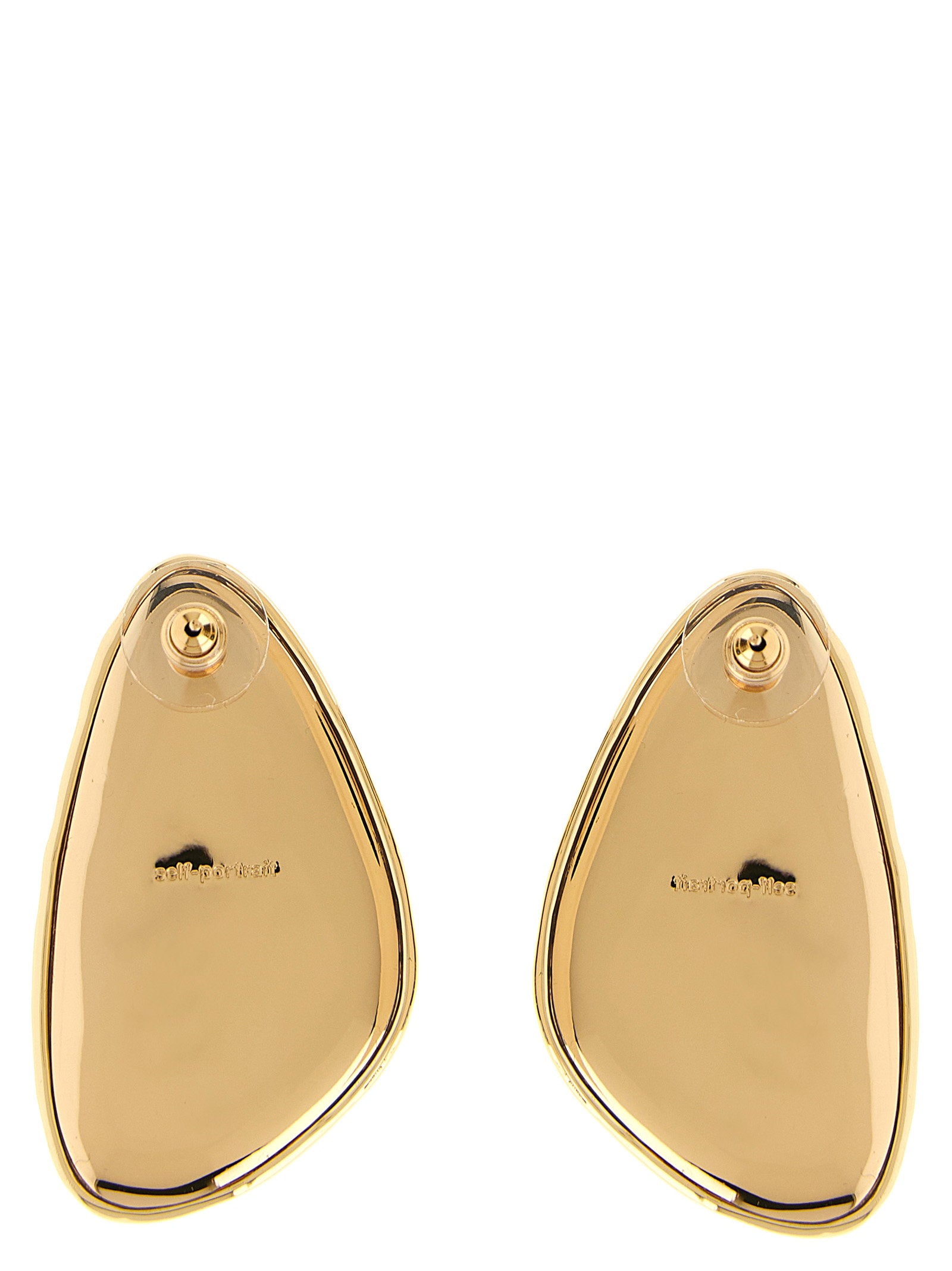 Self-Portrait Hammered Gold Crystal Earrings - view 2
