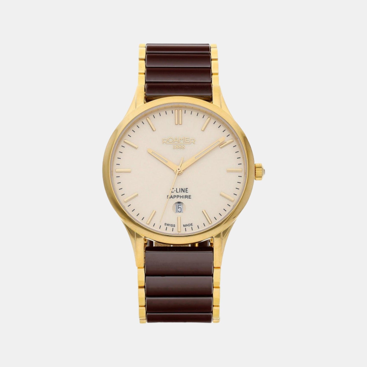 Roamer C-Line Men Quartz Gold Dial Analog Stainless Steel Watch 658833 48 35 63