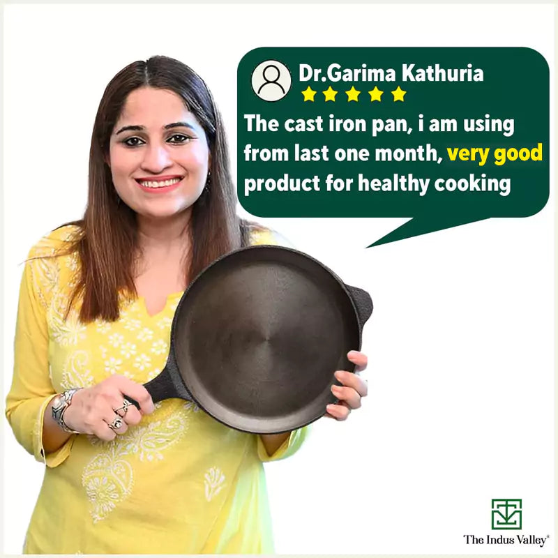 The Indus Valley Super Smooth Cast Iron Shallow Fry Pan,Pre-seasoned, Nonstick, 100% Pure, Toxin-free, Induction, 25.4cm, 1.8kg - view 12
