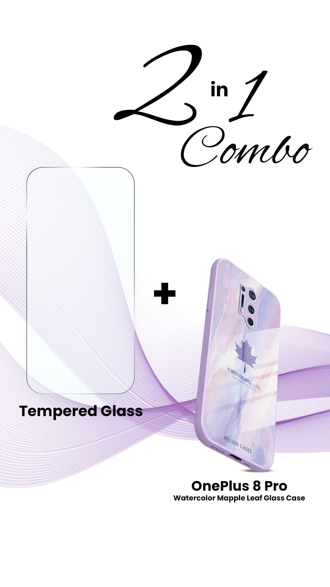 OnePlus (2 in 1 Combo) - Watercolor Mapple Leaf Glass Case + Tempered Glass - view 11