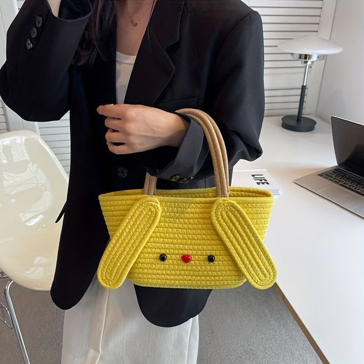 Roposo Clout Cute Cartoon Woven Handbags (Multicolor) - view 2