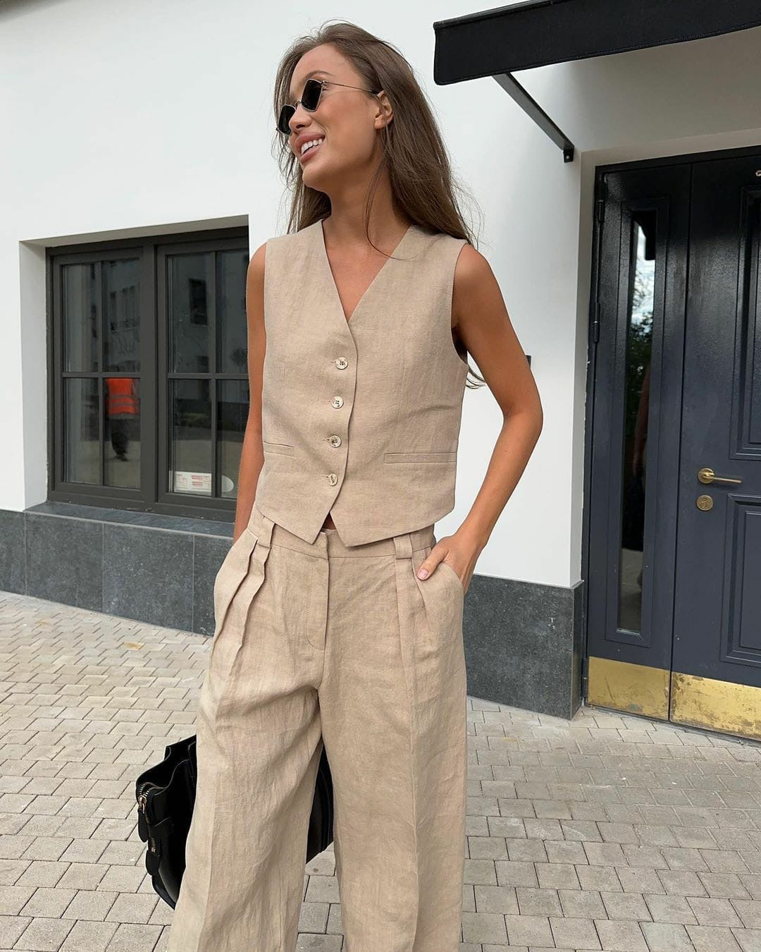 Alamode By Akanksha Hodor Statement Linen Vest Suit with Pants - view 12
