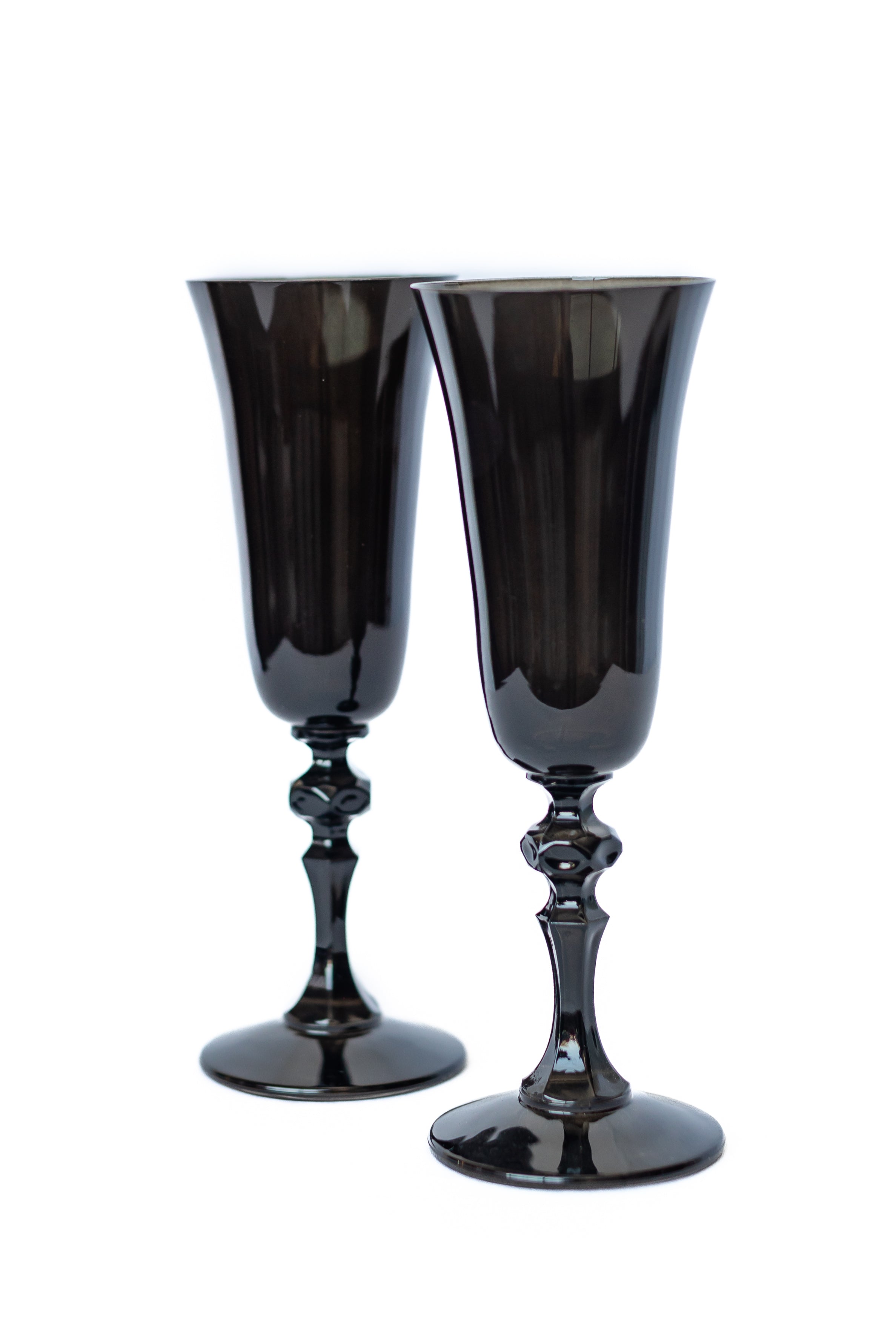 Estelle Colored Glass Estelle Colored Regal Flute - Set of 2 {Black} - view 6