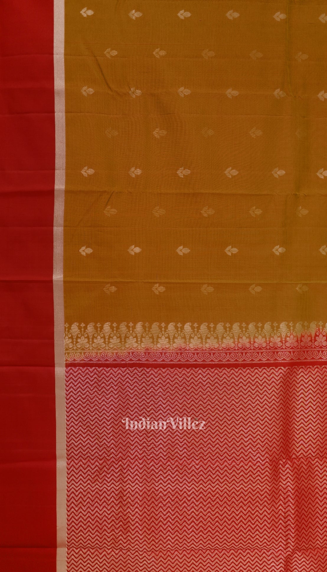 IndianVillèz Reddish Golden Yellow Pure Kanjivaram Soft Silk Saree - view 2