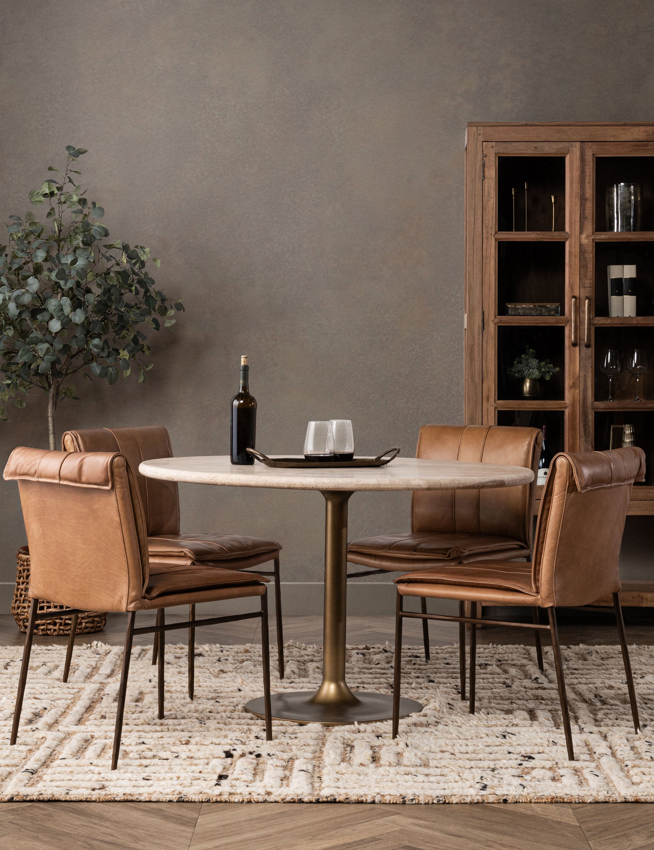 Lulu and Georgia Elzo Round Dining Table – Travertine - view 2