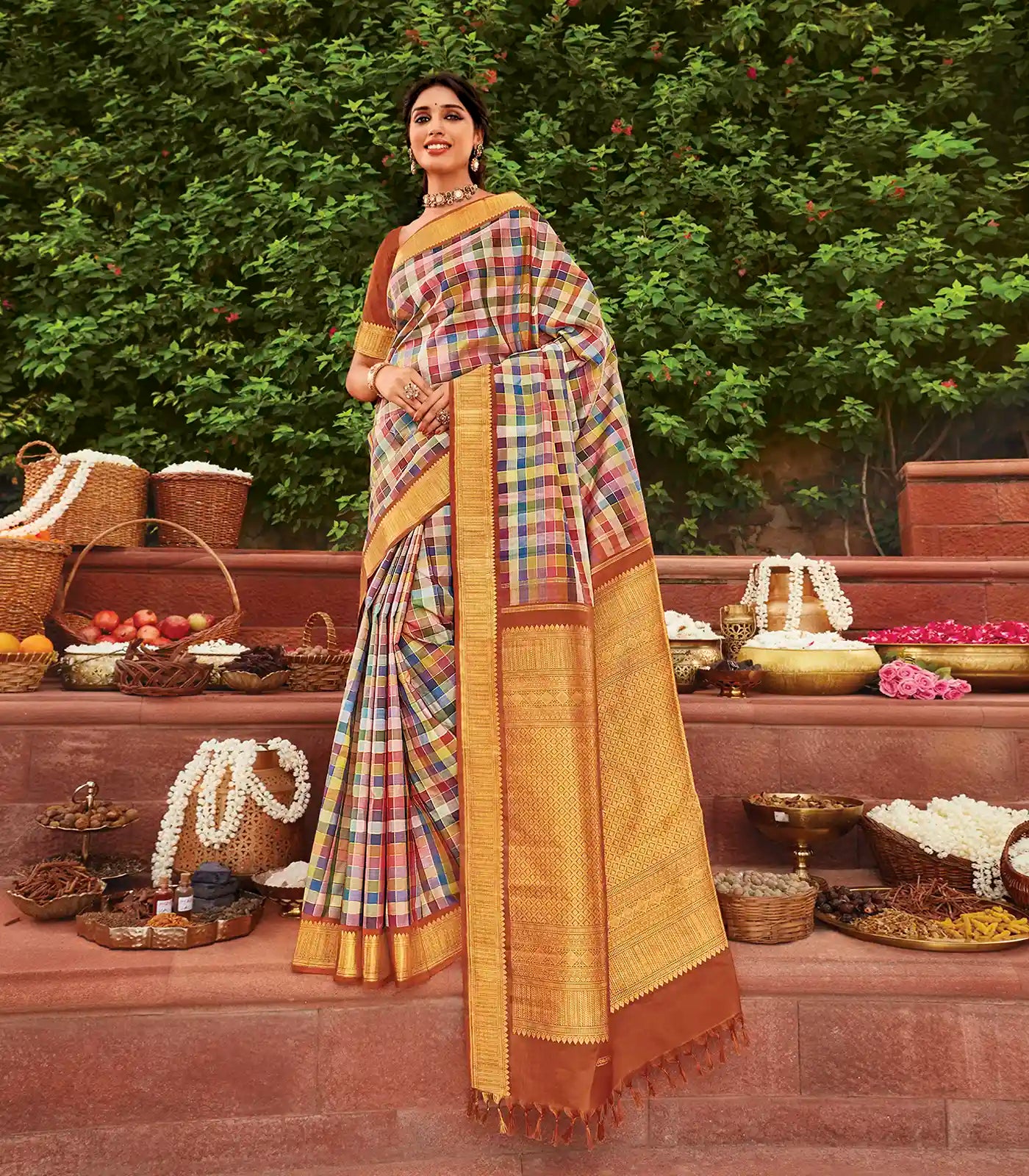 RmKV Four Thousand Colour Handloom Natural Dyed Korvai Silk Saree
