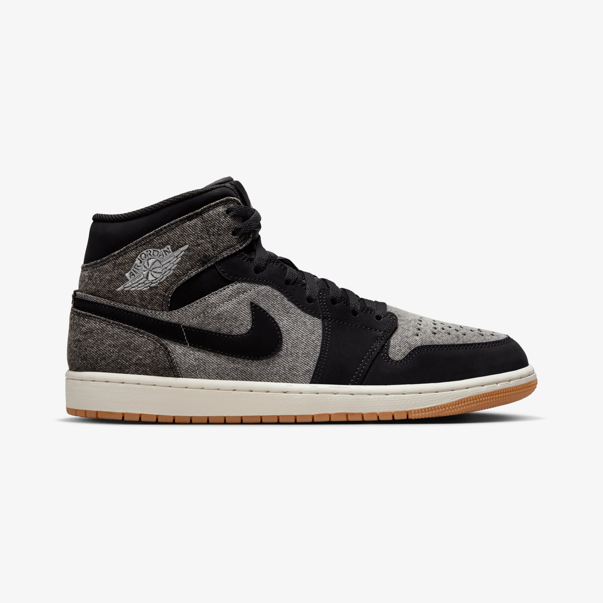 Jordan | Air Jordan 1 Mid Se V2 { Black/black-sail-gum Med Brown