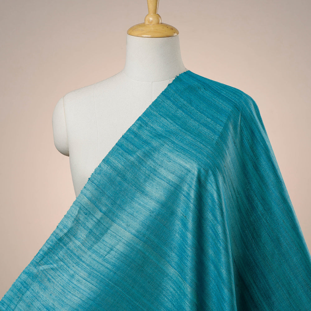 ITOKRI CRAFTS INITIATIVE Aqua Blue - Vidarbha Handloom Pure Tussar Ghicha Silk Fabric