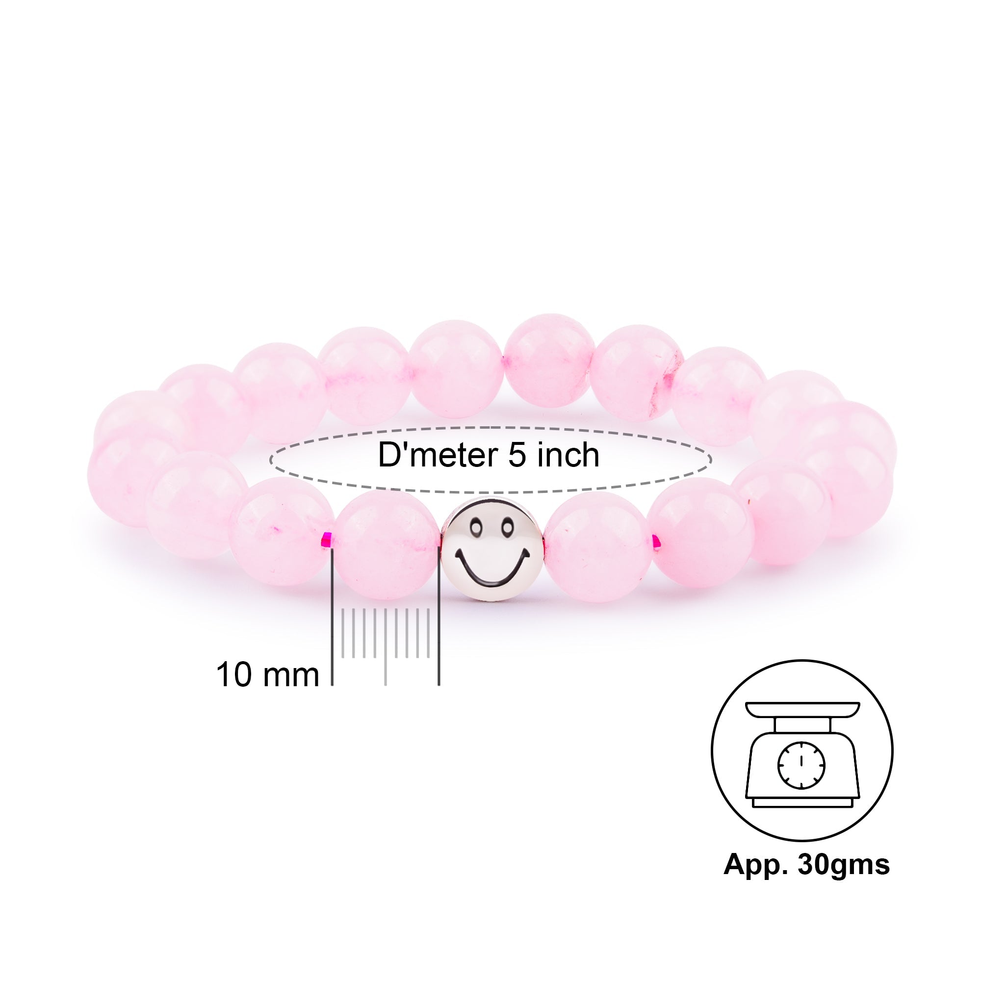 Gemsmantra Smile Bracelet - Rose Quartz - view 2